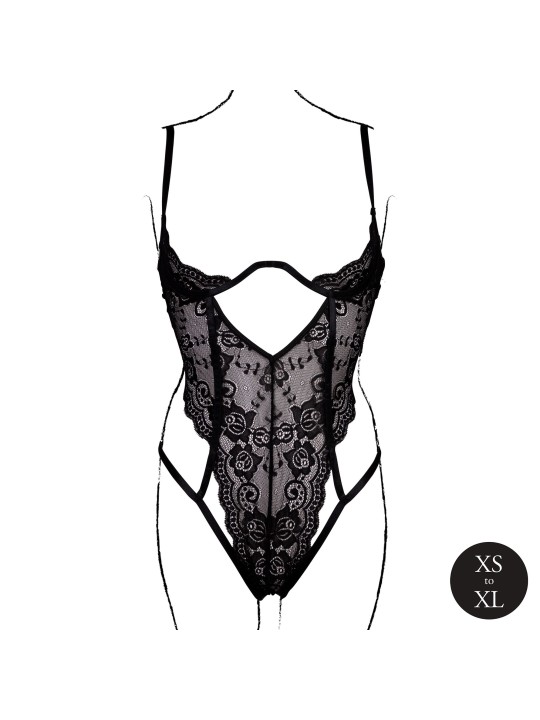 Le Désir – Open Cup Lace Bodysuit with Underwire -  Black