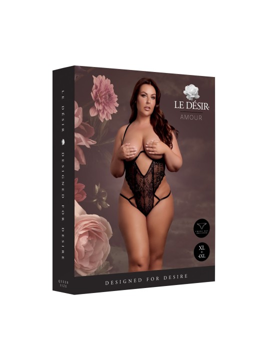 Le Désir – Open Cup Lace Bodysuit with Underwire -  Black