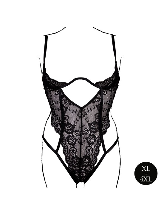 Le Désir – Open Cup Lace Bodysuit with Underwire -  Black