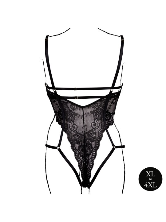 Le Désir – Open Cup Lace Bodysuit with Underwire -  Black