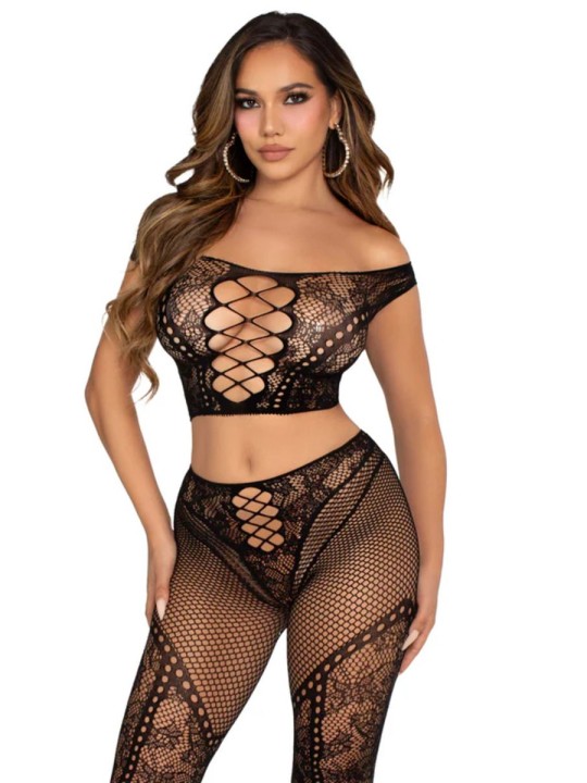 Leg Avenue – Off-Shoulder Crop Top & Legging Set – Black