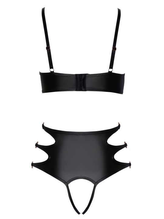 Cottelli LINGERIE – Soft Bra & Crotchless Panty Set – Zwart