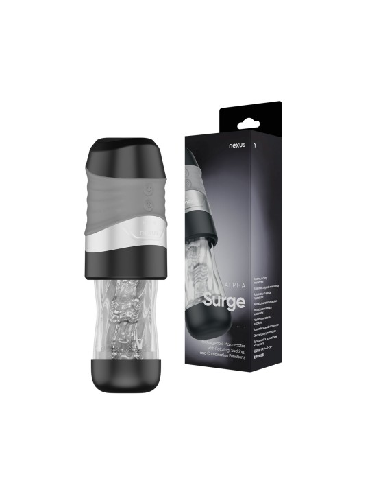 Nexus – Alpha Surge Masturbator with Rotation & Suction – Black