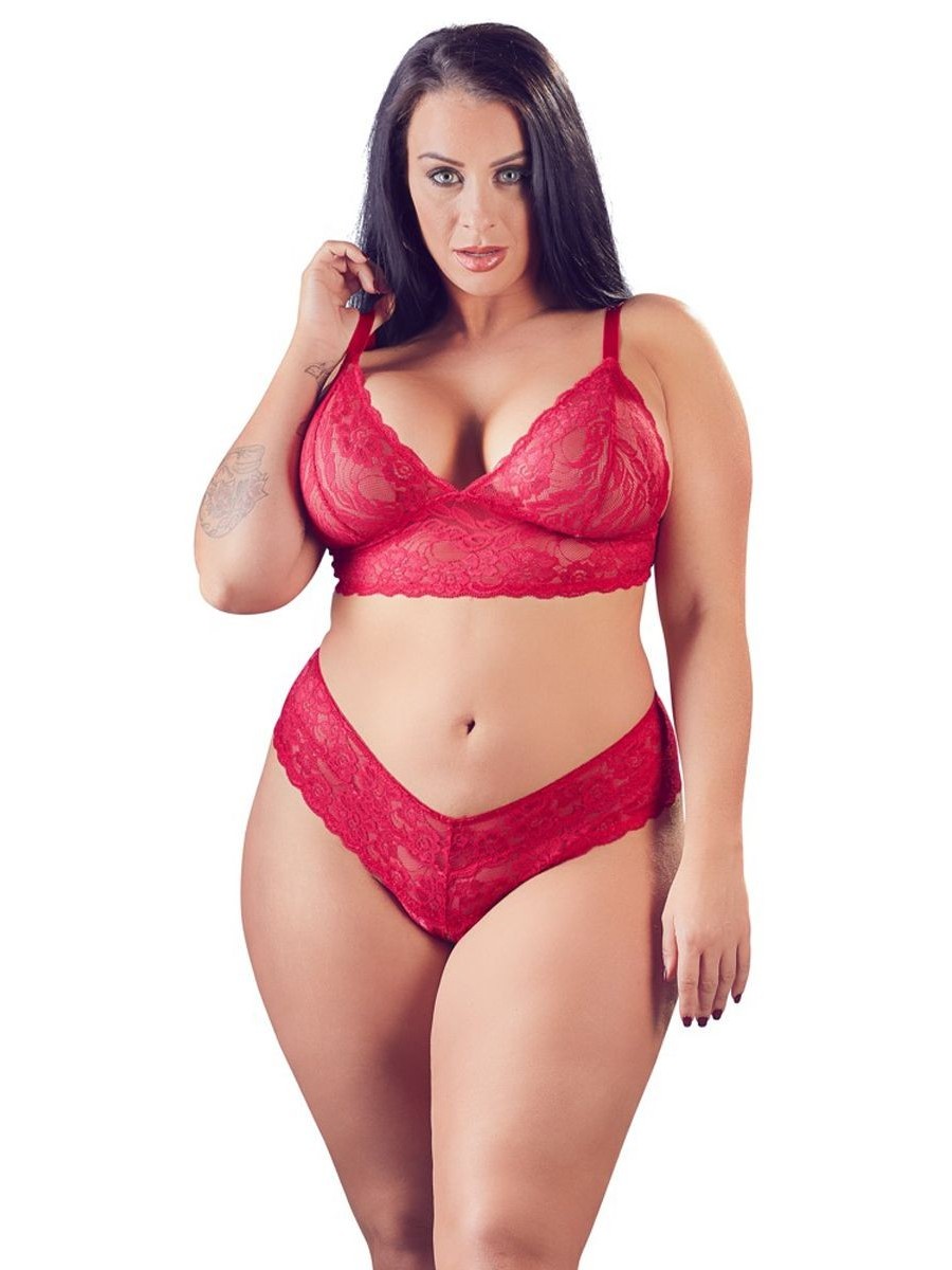 Cottelli Collection - Lace Bra Set With Open Crotch