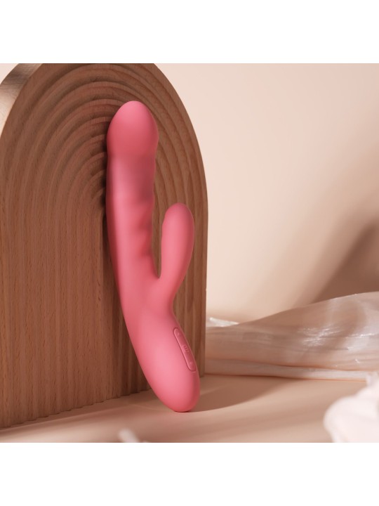 SVAKOM - Avery Thrusting Rabbit Vibrator - Strawberry Pink