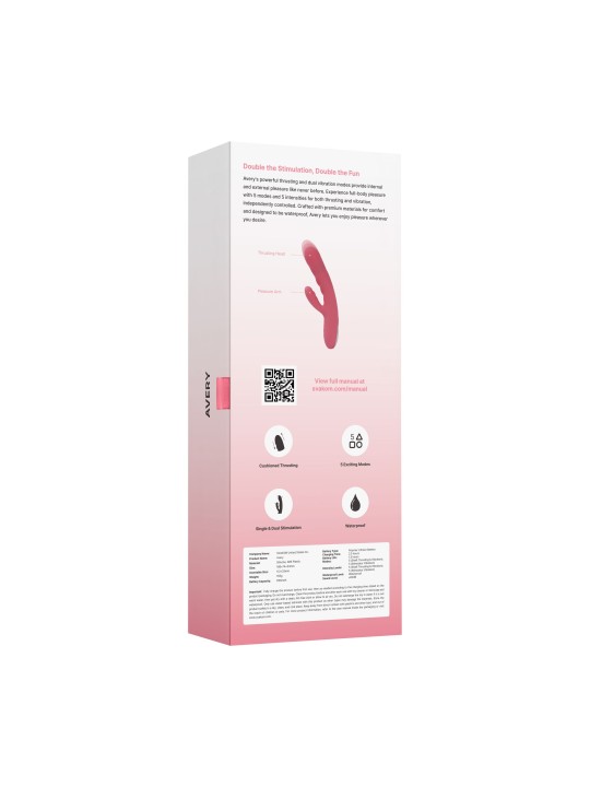 SVAKOM - Avery Thrusting Rabbit Vibrator - Strawberry Pink