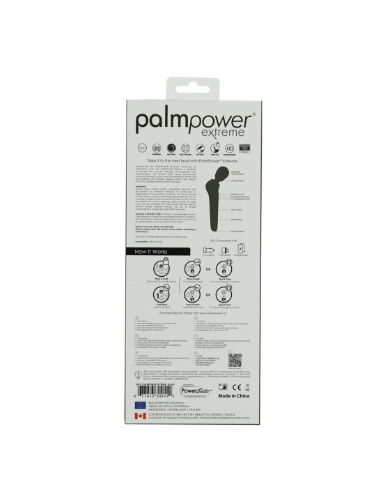 Palm Power - Extreme Wand Vibrator - Zwart