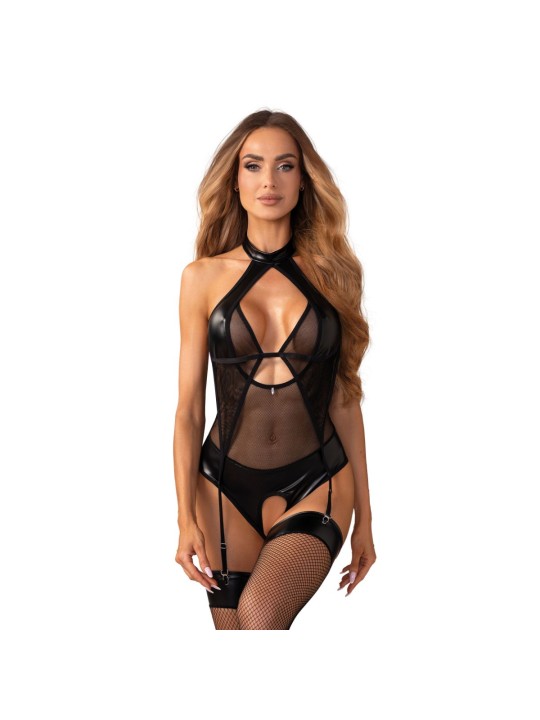 Obsessive – Dominna Crotchless Teddy – Black