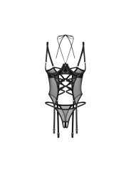 Obsessive – Dominna Corset & Crotchless Thong – Zwart
