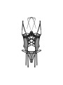 Obsessive – Dominna Corset & Crotchless Thong – Zwart