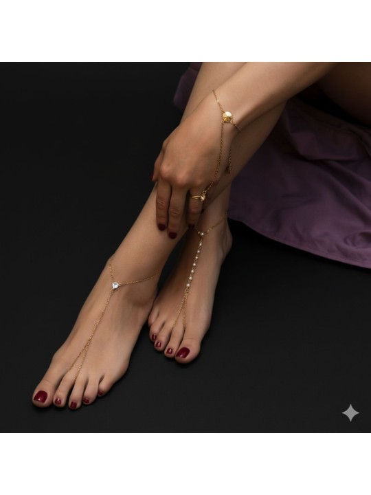 Otazu - Love Anklet Crystal Heart - Transparent