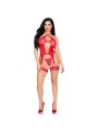 Leg Avenue – Heart Net Cami Garter & String – Red