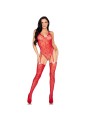 Leg Avenue – Teddy with Attached Stockings – Red