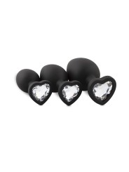 Siliconen Buttplug Set Met Diamantjes - Hart