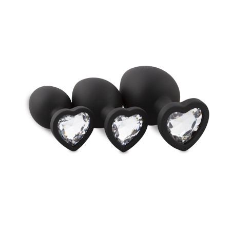 Siliconen Buttplug Set Met Diamantjes - Hart