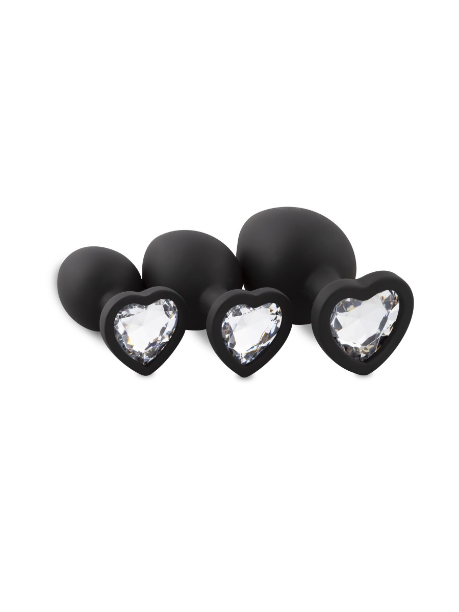 Siliconen Buttplug Set Met Diamantjes - Hart