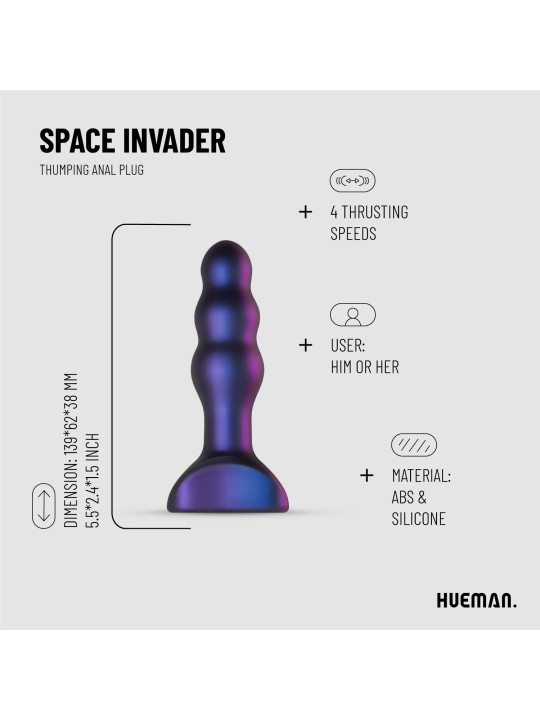 Hueman - Space Invader Vibrerende en Stotende Buttplug