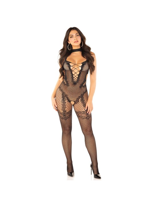Leg Avenue - Heart Crotchless Bodystocking - Black