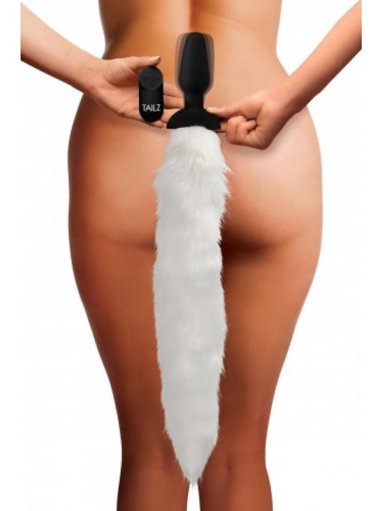 Vibrerende Anaal Plug Met Vossenstaart - Wit