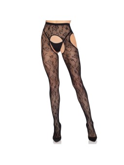 Leg Avenue - Bloom Net Suspender Tights - Black