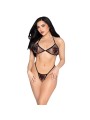 Leg Avenue - Heart Bra Top and G-String Set - Black
