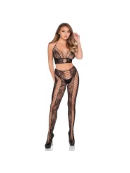 Leg Avenue - Lace Crop Top and Tights - Black