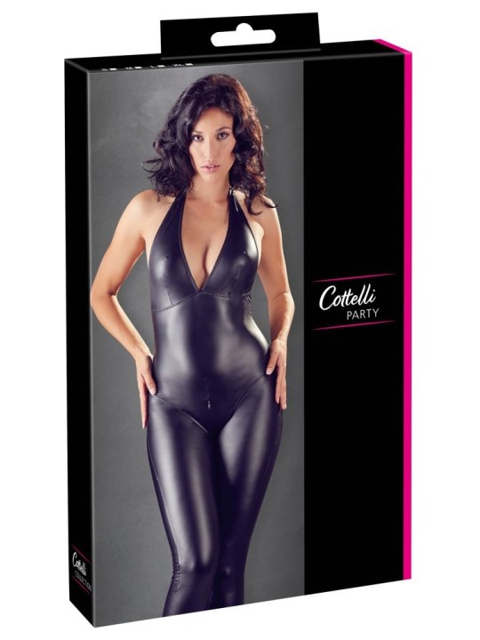 Sexy Wetlook Catsuit Met Open Kruisje