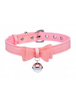 Golden Kitty Collar With Cat Bell - Pink