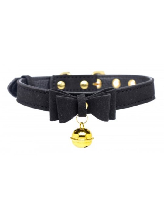 Golden Kitty Collar With Cat Bell - Black/Gold