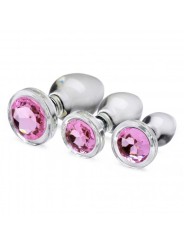 Pink Gem Anaalplug Set Van Glas