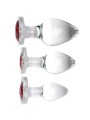 Red Heart Gem Anaalplug Set Van Glas