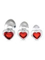 Red Heart Gem Anaalplug Set Van Glas