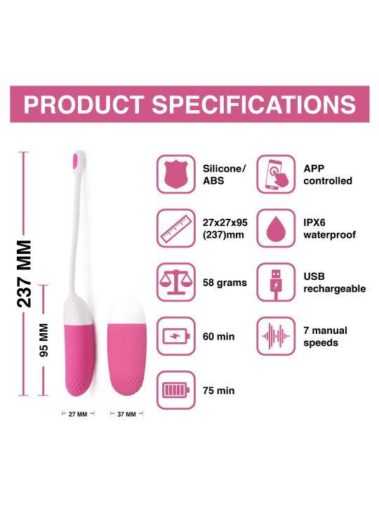 Magic Motion - Vini App-Controlled Vibrating Egg - Pink/White