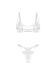 Obsessive - Luise Sublim 2-pcs Crotchless Set - White