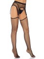 Fishnet Garterbelt Stockings - Black