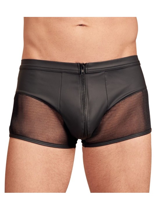 Leather Look Men's Zip Boxer - Black