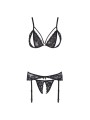 Cottelli Collection - 3-Piece Garter Set With Open Cup & Open Crotch