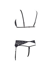 Cottelli Collection - 3-Piece Garter Set With Open Cup & Open Crotch