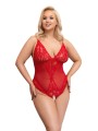 Bodysuit with Open Crotch - Red