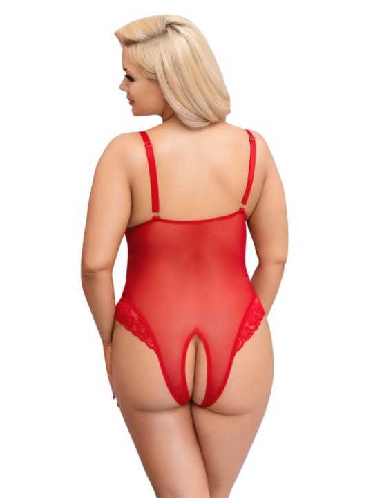 Bodysuit with Open Crotch - Red