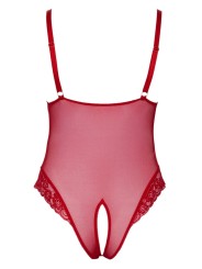 Bodysuit with Open Crotch - Red