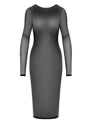 Cottelli Party - Sheer Dress With Long Sleeves - Black