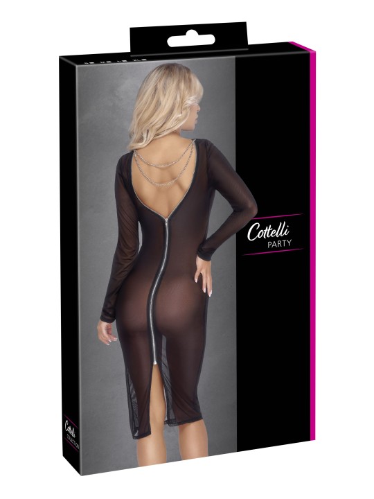 Cottelli Party - Sheer Dress With Long Sleeves - Black