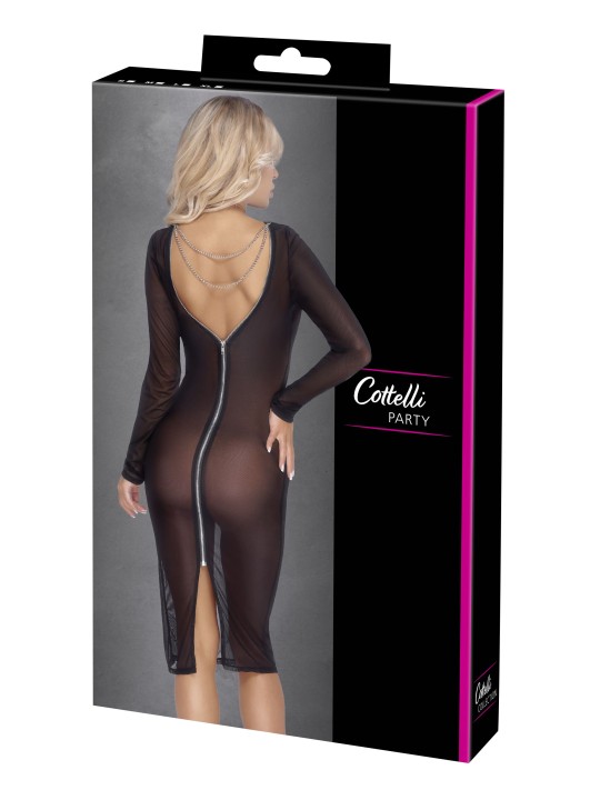 Cottelli Party - Sheer Dress With Long Sleeves - Black