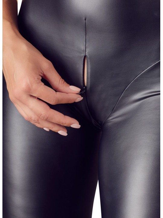 Sexy Wetlook Catsuit Met Open Kruisje