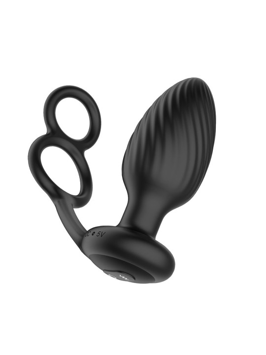 Nexus - TORNADO Rotating Plug with Cock & Ball Rings - Black
