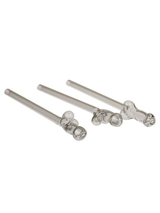 Glass Penis Straw with cleaning brush Willy - 4 pcs