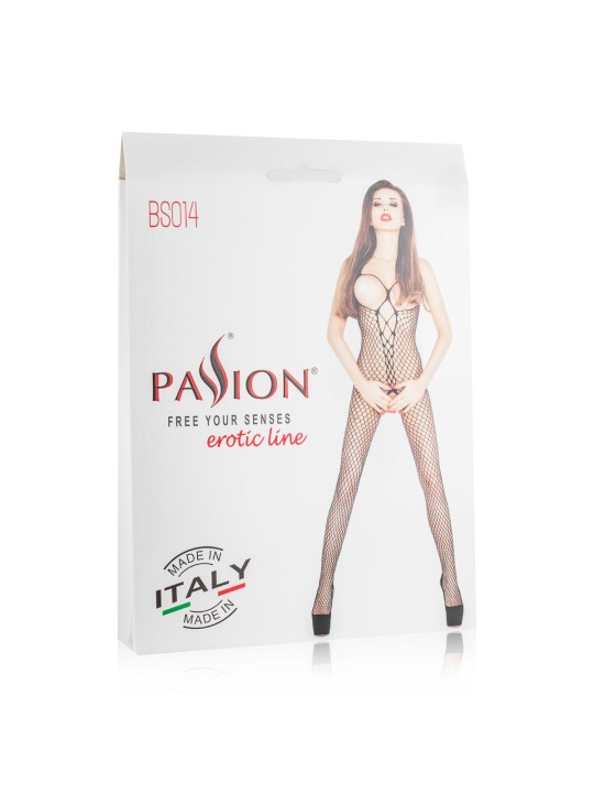 Net Catsuit With Open Cups - Black